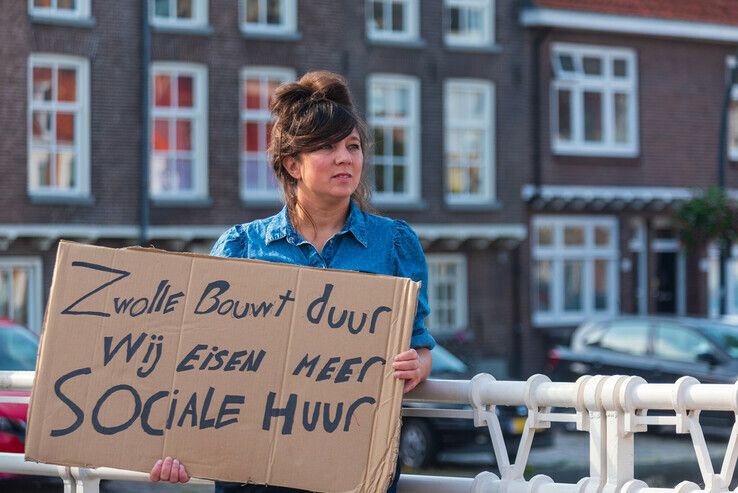 Klein woonprotest in binnenstad van Zwolle - Foto: Peter Denekamp