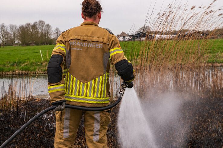 Voetballers ZAC ontdekken flinke rietbrand in Zwolle-Zuid - Foto: Peter Denekamp