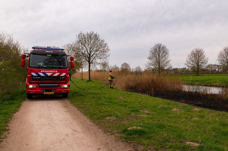 Voetballers ZAC ontdekken flinke rietbrand in Zwolle-Zuid - Foto: Peter Denekamp