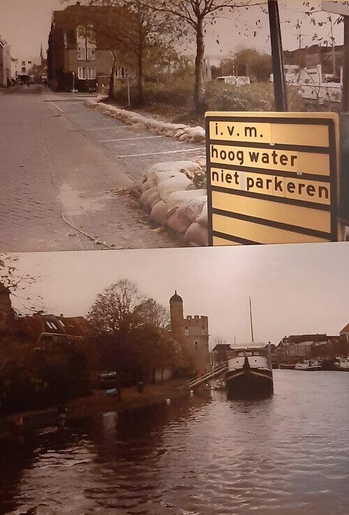 Hoogwater in de Zwolse stadsgracht in 1998. Foto: Henk van Dijk