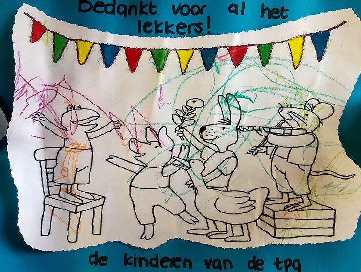 Een tekening gemaakt door kinderen op de Vogellanden. - Foto: Dicky Bouwhuis