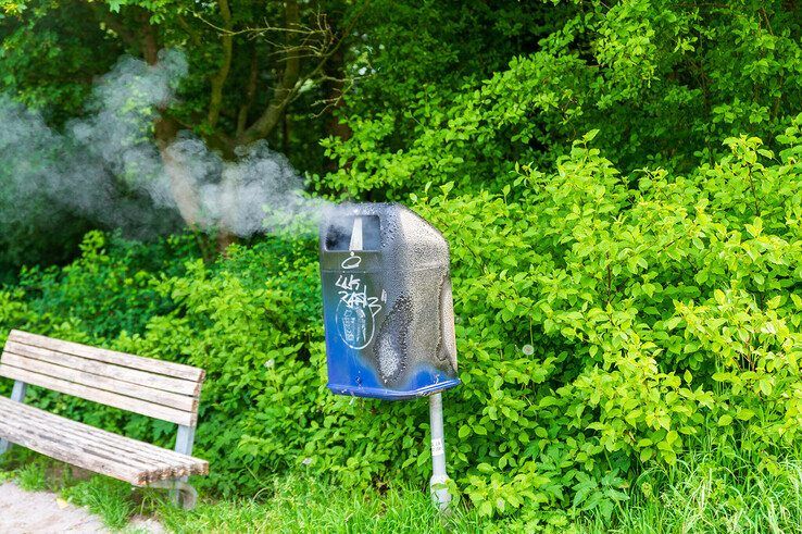 De eerste brand in het stadspark. - Foto: Peter Denekamp