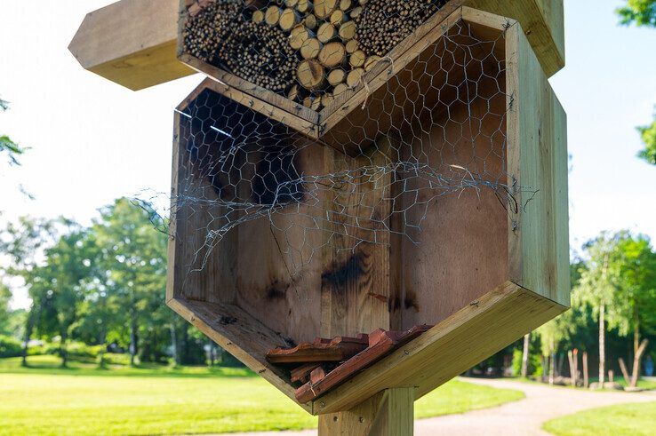 Brandschade aan de binnenzijde van het insectenhotel. - Foto: Peter Denekamp