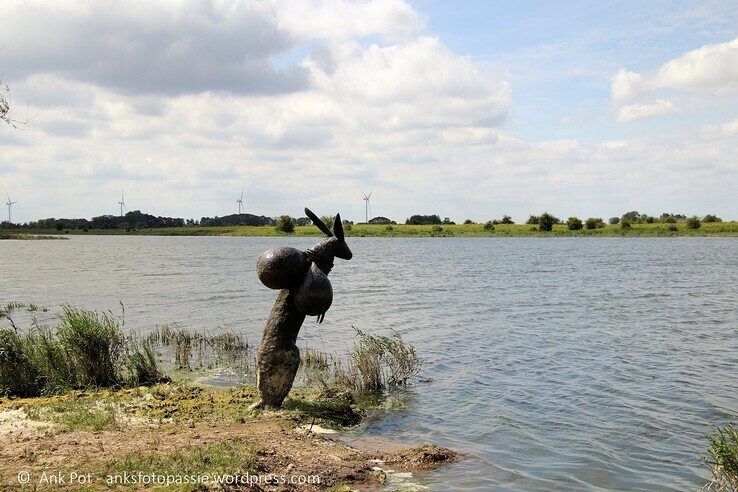 Kunstwerk in de Vreugderijkerwaard. - Foto: Ank Pot