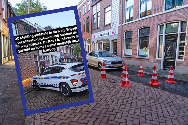 Zinkgat in Diezerplein, handhavers zetten tijdelijk weg af - Foto: Ruben Meinten