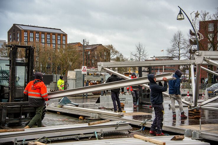 Opbouw Serious Request op Rodetorenplein begonnen - Foto: Obbe Bakker