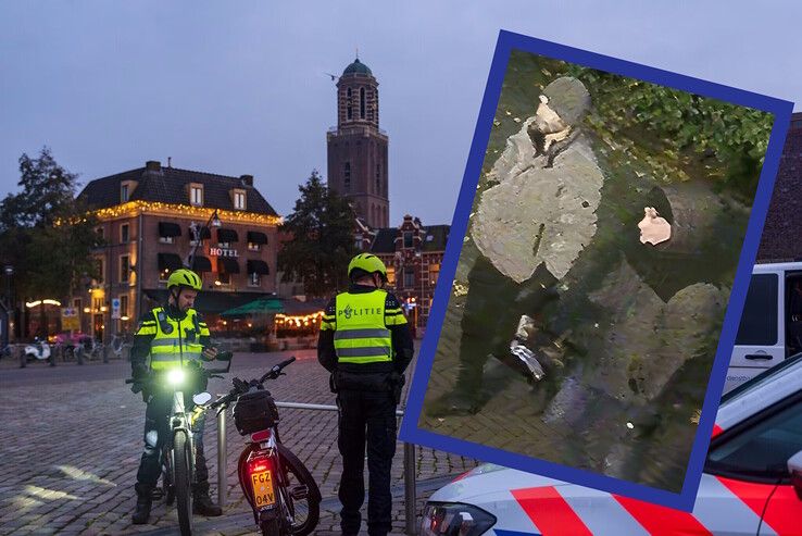 Inzet: De twee mannen die de ruit ingooiden aan de Halvemeensteeg. - Foto: Peter Denekamp/inzet: Politie Oost-Nederland