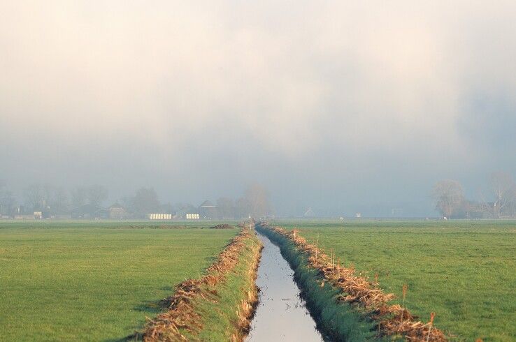 Optrekkende mist boven de Mastenbroekpolder. - Foto: Bob Koning