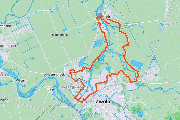 De paashaasroute via Zwolle en Hasselt.
