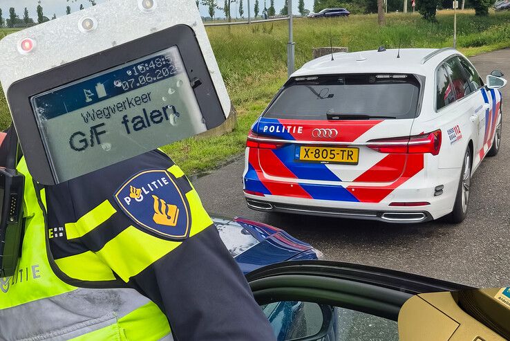 De snelle Audi van de verkeerspolitie na invordering rijbewijs van dronken bestuurder in Zwolle.