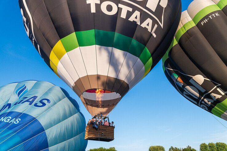 In beeld: Vijf heteluchtballonnen stijgen op vanuit Park de Wezenlanden in Zwolle