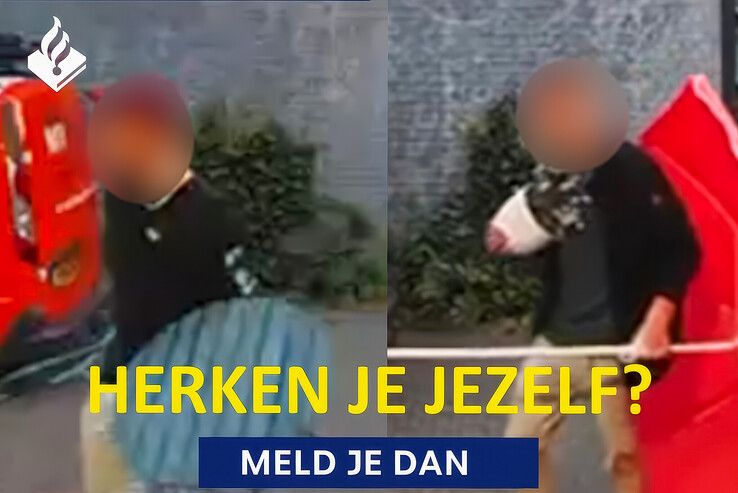De vervaagde camerabeelden van de vernielingen.