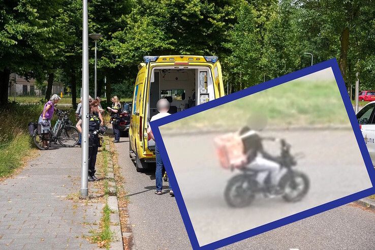 Het ongeval op de Middelweg in Zwolle/inzet: de gezochte fatbiker.
