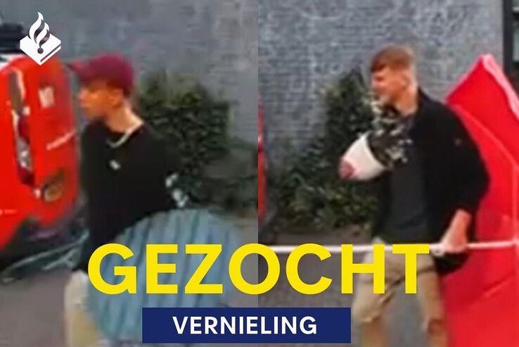 De twee mannen worden gezocht voor vernielingen in Zwolle.
