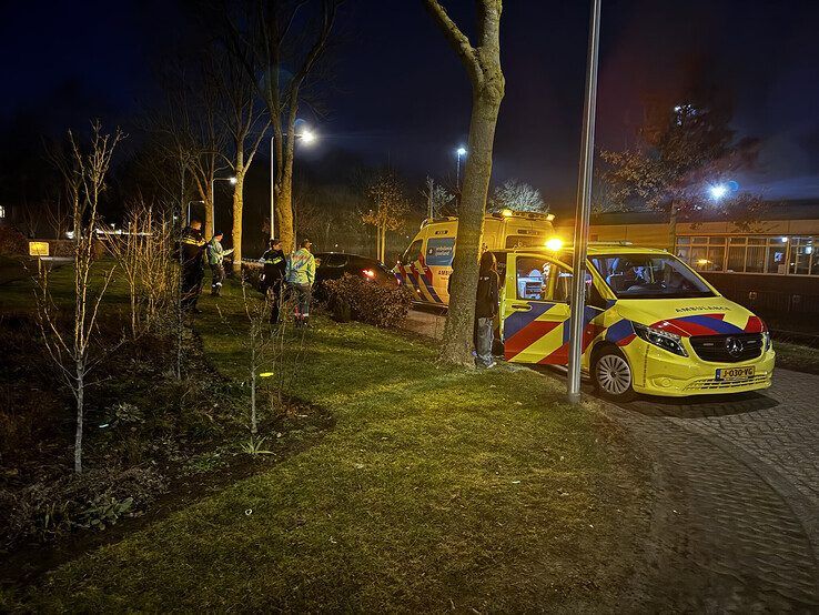 Auto botst tegen boom aan Hyacintstraat, bestuurder naar ziekenhuis